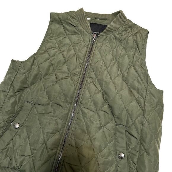 Banana Republic Green Quilted Puffy Puffer Zipper Layering Fall Outdoors Pockets - Picture 3 of 7